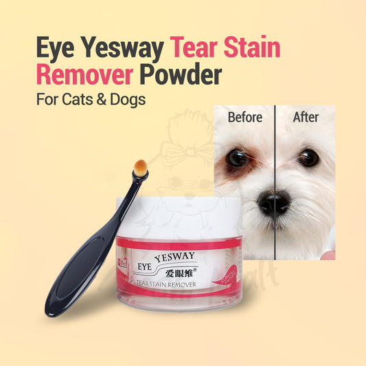 'Eye Yesway' Tear Stain Remover Powder For Cats & Dogs 20g + Brush Bundle